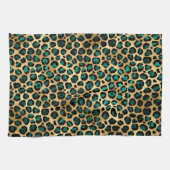 Linge De Cuisine Série Teal et Or Léopard Design 14 (Horizontal)