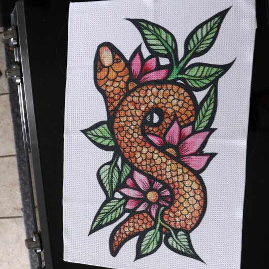 Linge De Cuisine Serpent à fleurs