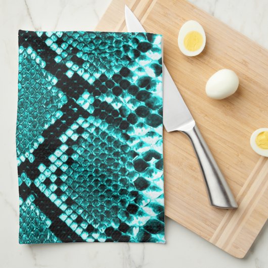 Linge De Cuisine Serpent à sonnette à sonnette de diamant Aqua (Quart Plié)