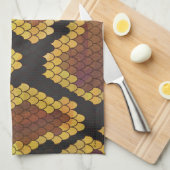 Linge De Cuisine Serpent Brown et impression or (Quart Plié)