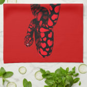 Linge De Cuisine Serpent Rouge Avec des Cœurs (Plié)