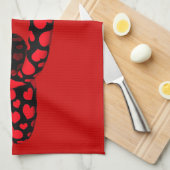 Linge De Cuisine Serpent Rouge Avec des Cœurs (Quart Plié)