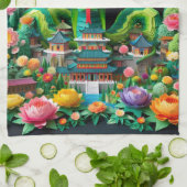 Linge De Cuisine Serpent vert du Nouvel An chinois 2025 KT8 (Plié)