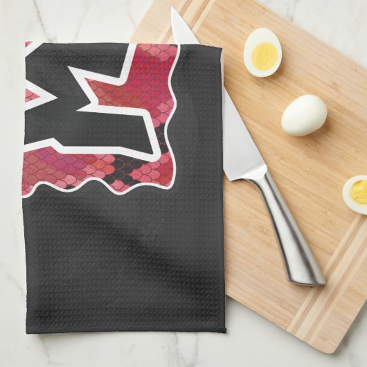 Linge De Cuisine Serpent Wild Me Black et Red Print (Quart Plié)