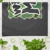 Linge De Cuisine Serpent Wild Me noir et vert impression (Plié)