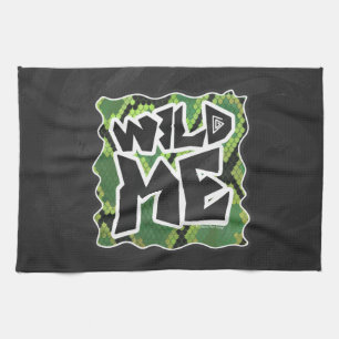 Linge De Cuisine Serpent Wild Me noir et vert impression