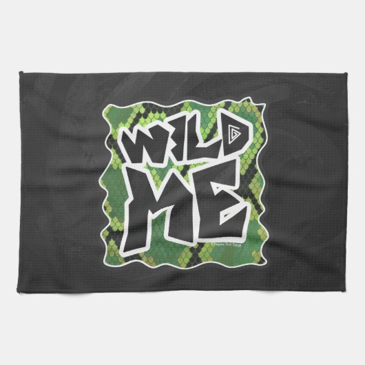 Linge De Cuisine Serpent Wild Me noir et vert impression (Horizontal)