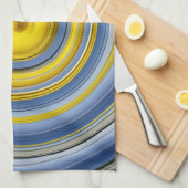 Linge De Cuisine Serpentin jaune-bleu (Quart Plié)