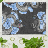 Linge De Cuisine Serpents et roses bleus (Plié)