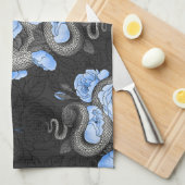 Linge De Cuisine Serpents et roses bleus (Quart Plié)
