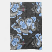 Linge De Cuisine Serpents et roses bleus (Vertical)