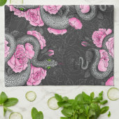 Linge De Cuisine Serpents et roses roses (Plié)
