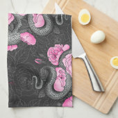 Linge De Cuisine Serpents et roses roses (Quart Plié)
