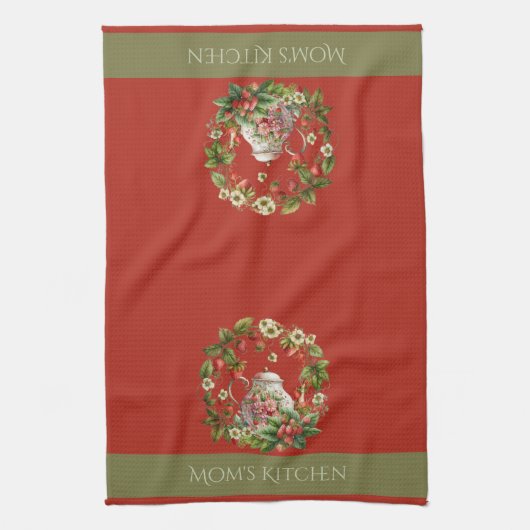 Linge De Cuisine Serre de fraise et thé Pot Maman's Kitchen (Vertical)