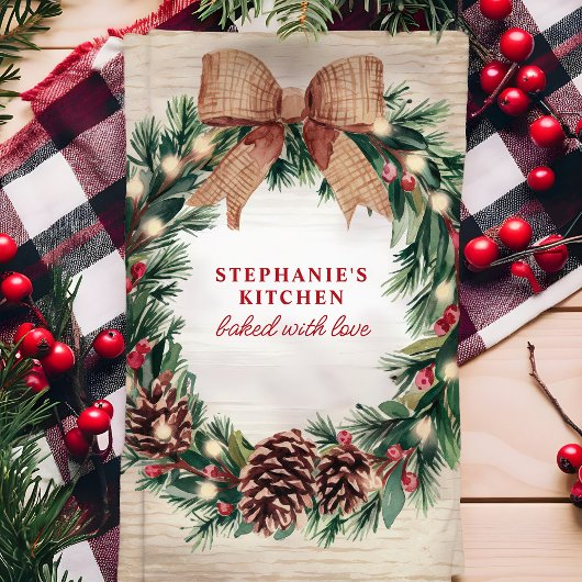 Linge De Cuisine Serre de Noël Rustique Pinecone Personnalisée