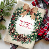 Linge De Cuisine Serre de Noël Rustique Pinecone Personnalisée