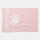 Linge De Cuisine Serre Et Rayures Blanches Et Roses Monogrammes (Horizontal)