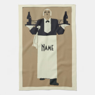 Linge De Cuisine Serveur servant du vin