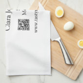 Linge De Cuisine Services de restauration ajouter nom QR code site  (Quart Plié)