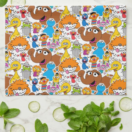 Linge De Cuisine Sesame Street Pals Doodley Motif (Plié)