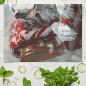 Linge De Cuisine Setter Anglais de Noël Festif (Plié)