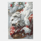 Linge De Cuisine Setter Anglais de Noël Festif (Vertical)