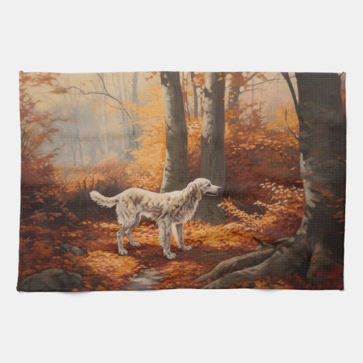 Linge De Cuisine Setter anglais en automne Leaves Fall Inspire (Horizontal)