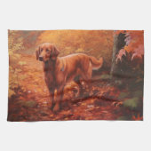 Linge De Cuisine Setter rouge irlandais à l'automne Feuilles automn (Horizontal)