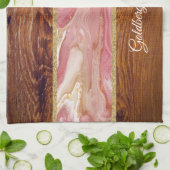 Linge De Cuisine Shabbat Shalom Marbre rouge sur effet bois (Plié)