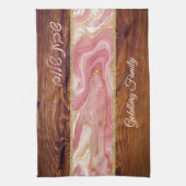 Linge De Cuisine Shabbat Shalom Marbre rouge sur effet bois (Vertical)