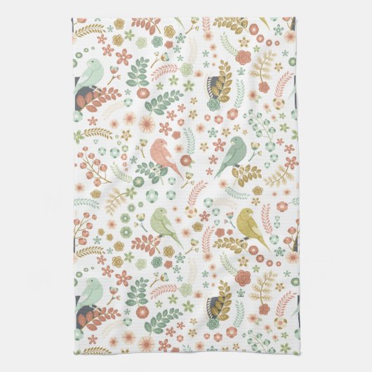Linge De Cuisine Shabby Birds & Branches Blanc (Vertical)