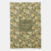 Linge De Cuisine Shabby Chic Gift Personalized Gold Floral Towel  (Vertical)