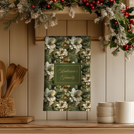 Linge De Cuisine Shabby Chic Personalized Sage Green Towel Accent