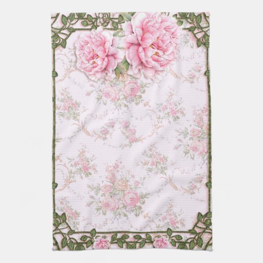 Linge De Cuisine Shabby Chic Pretty Peonies (Vertical)