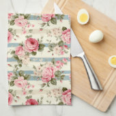 Linge De Cuisine Shabby Chic Roses Vintages (Quart Plié)