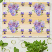 Linge De Cuisine Shabby Chic Yellow Stripe Pansy Floral (Plié)