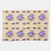 Linge De Cuisine Shabby Chic Yellow Stripe Pansy Floral (Horizontal)
