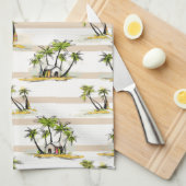 Linge De Cuisine Shack tropical et paumes (Quart Plié)