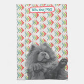 Linge De Cuisine SHADY LADY -blue chow  - ArtMuse Kitchen Towels  (Vertical)