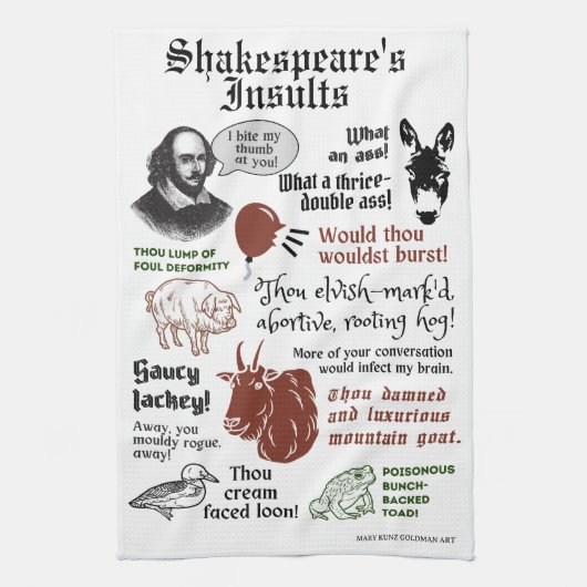 Linge De Cuisine Shakespeare Insulte Funny Bookish Theatre Ventilat (Vertical)