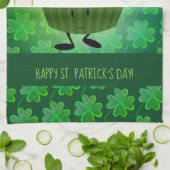 Linge De Cuisine Shamrock de bande dessinée de vert du jour de St (Plié)