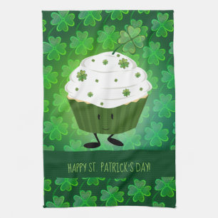 Linge De Cuisine Shamrock de bande dessinée de vert du jour de St