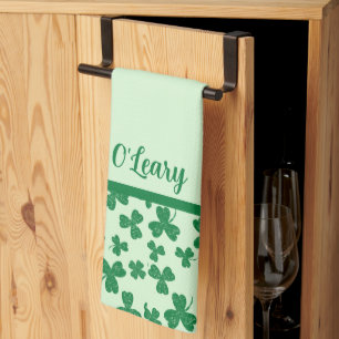 Linge De Cuisine Shamrock vert de la Saint-Patrick Monogrammé