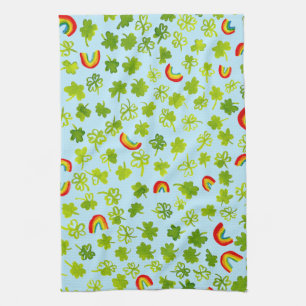 Linge De Cuisine Shamrocks et Rainbows Aquarelle Irlande