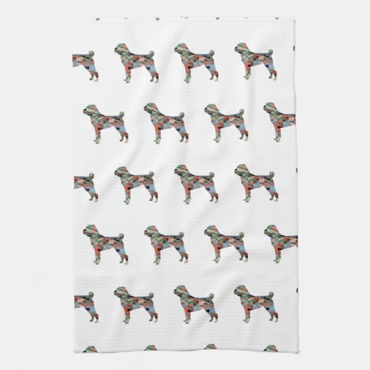 Linge De Cuisine Shar Pei Chien race Geo Silhouette Plaid (Vertical)