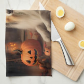 Linge De Cuisine Shetland Sheepdog Citrouille Halloween effrayant (Quart Plié)