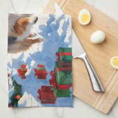 Linge De Cuisine Shetland Sheepdog Courir La Neige Avec Le Casquett (Quart Plié)