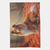 Linge De Cuisine Shetland Sheepdog en automne Feuilles automne Insp (Vertical)
