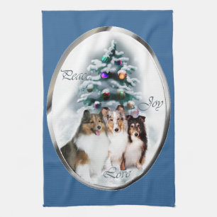 Linge De Cuisine Shetland Sheepdog Shelter Noël