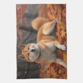 Linge De Cuisine Shib Inu en automne Leaves automne Inspire (Vertical)